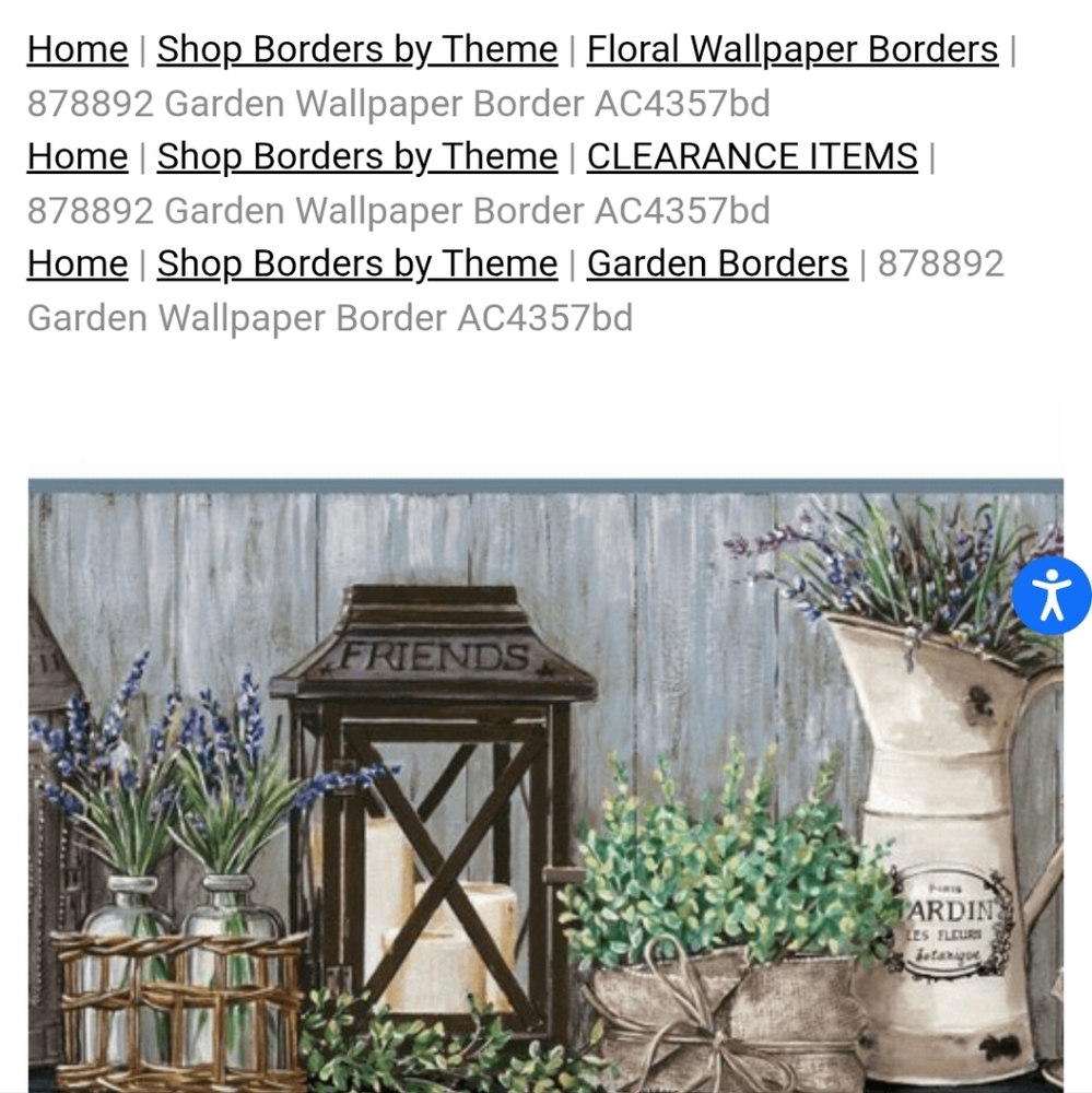 Rustic Garden Wallpaper Border with Lanterns and Greenery